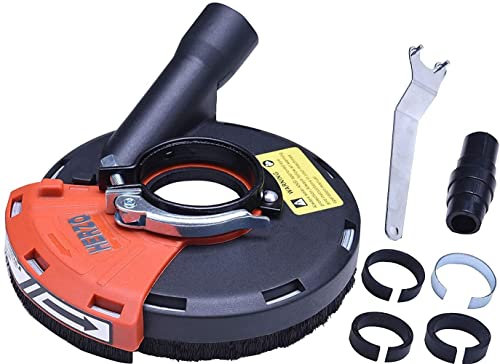 HERZO Universal Absaughaube mit Bürsten Schleiftopf 115mm und 125mm für Winkelschleifer für Schleifarbeiten mit Absaugung