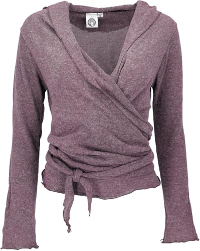 GURU SHOP Wickelshirt, Baumwollstrick Pullover, Wickeljacke - Altrosa, Damen, Size:L