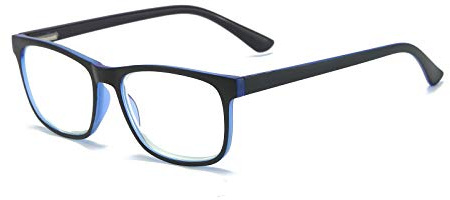 KoKoBin Mode Blaulichtfilter Lesebrille Federscharnier Computerbrille Quadratische HD Anti Blaulicht Brille Herren und Damen (Blau, 2.00, Dioptrien)