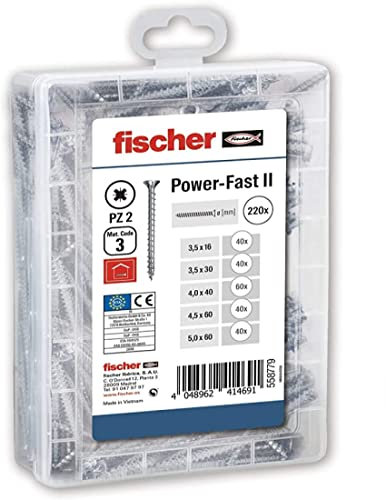 fischer - Surtido de tornillos para madera, 220 uds