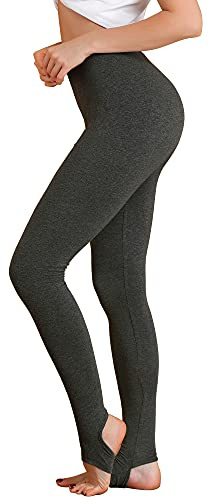 Allegra K Leggings de mujer con cintura elástica para gimnasio y yoga, pantalones de estribo de algodón suave, Dark Grey, 40