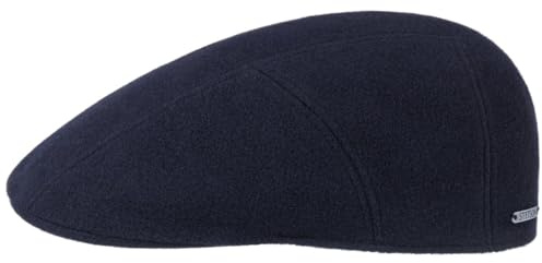 Stetson Reid Flatcap Schirmmütze meliert einfarbig Herren Herbst Winter blau L (58-59 cm)
