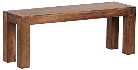 KADIMA DESIGN Sitzbank Landhaus-Stil: Massivholz, Akazie/Sheesham, 160/180x45 cm, 200/250 kg Belastung, handgefertigt Farbe: Braun, Große: 120x35x45