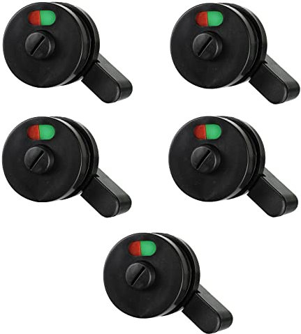 Toilettentürschloss WC-Schloss Privatsphäre Türschloss Latch Indicating Lock Privacy Indicator Türschloss für Badezimmer WC Öffentliche Toilette Toilette Privacy Partition Door,Schwarz,5 Stücke