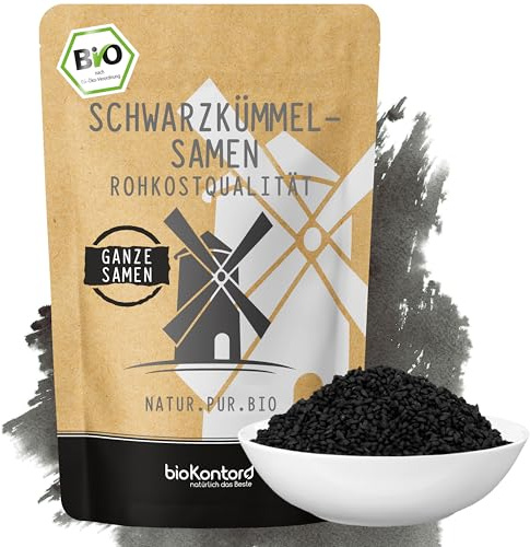 bioKontor – BIO Schwarzkümmelsamen ganz 1000g – 100% naturbelassen | Rohkostqualität – echter Schwarzkümmel – ägyptischer Nigella Sativa – Schwarzkümmel Samen – für Küche, Gewürz & Rezepte