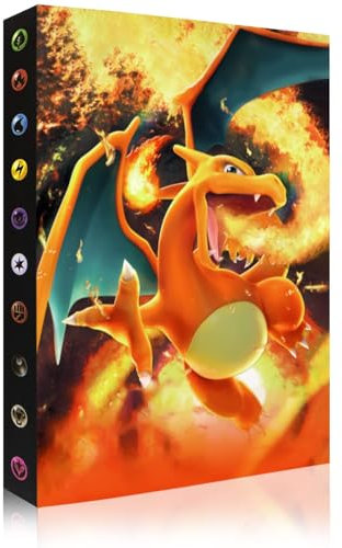 Sammelalbum for Pokemon, hält 240 Karten-30 Seiten, Kartenhalter Album, Sammelkartenalben, Kinder Karten Halter, Buch Ordner Speicher Organizer für Jungen Mädchen(orange)