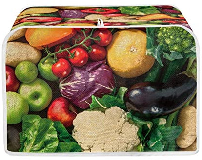 Dajingkj Tostadora cubre 2 rebanadas amplia ranura tela de poliéster acolchada tostadora a prueba de polvo bolsa para cocina pequeños electrodomésticos cubierta decorativa