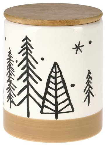 matrasa Keramik Keksdose Christmas Tree mit Bambusdeckel - Vorratsdose Plätzchendose Weihnachten 10x12cm
