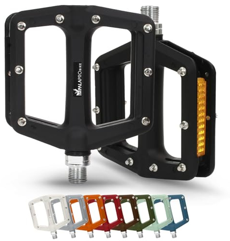 IMPALAPRO - Fahrradpedale mit Reflektoren aus Nylonfaser und Versiegeltem Lager 9/16 - Flat Pedale Reflektor - Fahrradpedale Citybike - Pedale Gravel Bike (Schwarz)