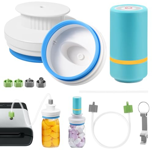 Kit de sellador al vacío eléctrico para tarros Mason Jar compatible con todos los modelos FoodSaver, contenedores de sellado al vacío, bolsas con cremallera al vacío