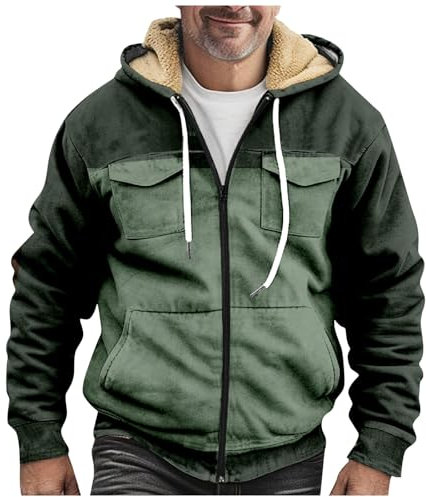 HSUAYEUD Parka Jacke Herren Echtfell,Mantel Camouflage Herren Herrenwesten Modern Herren Jacke Winter Lang Mantel Herren Lang Parka Herren Winter 4XL Männer Mantel Kurz(M,Armeegrün)