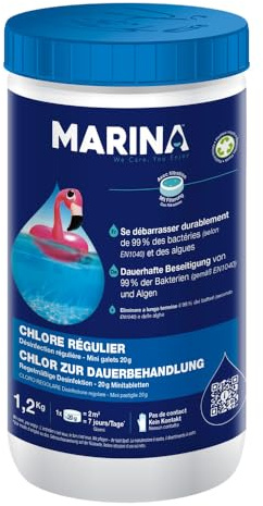 MARINA Chlor zur Dauerbehandlung, Chlortabletten für Pool, kleine Pools, Desinfektion Chlor Kleiner Pool, Dauerdesinfektion Pool
