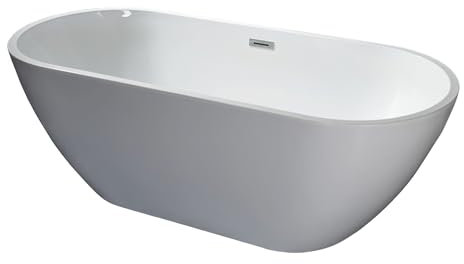 KOLMAN Freistehende Badewanne 170x75 cm ASGER, Ablaufgarnitur Click-Clack, Weiß, Exclusive, Modern