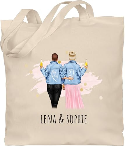 Geschenk mit Namen personalisiert by Shirtracer - Baumwolltasche - Freundin - Beste Freundinnen Geschenk Freundinnen Geschenkidee Für 2 Freundinnen Freundschaft