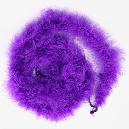 Yurosiay Federboa Flauschige 200cm Feder-Girlande Feder-Schal zum Nähen Federstola Handgefertigte Federschal Girlande Kostüm-Accessoire Karneval Party Halloween Weihnachten Dekoration dunkellila