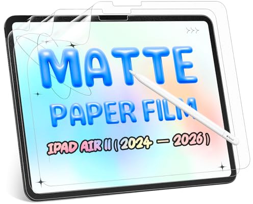 3 Stück Papier Folie für iPad Air 6/7/8. Gen 11 Zoll 2024-2026, M2 M3 M4 | Matte Papierfolie Schutzfolie Displayschutz Film Blendfreiem Like Paper Folie PET Screen Protector zum Zeichnen Notizen