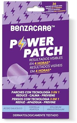 BENZACARE POWER PATCH Parches para granos, Invisible, Ligero y Fino, Reduce Visiblemente las Imperfecciones, Granos y Espinillas, Resultados Visibles en 4 Horas, 36 unidades
