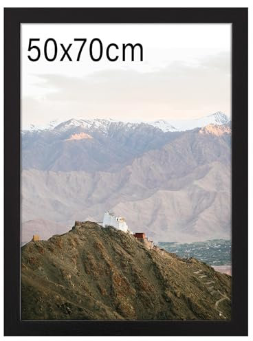 RUN HELIX Cadre 50x70, Cadre Bois 50x70 Noir Avec Papier Liner, 19.68x27.55inch, Wall Montage Horizontal&Vertical, Cadre Photo 50x70 cm, pour Afficher Photos, Posters et Certificats