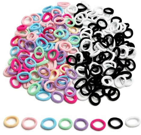 XFentech 200 Pcs Baby Hair Bands - Candy Color Girl Hair Bobbles Soft Seamless Elastic Hair Ties Ponytail Holder Colorful Small Hairbands Mini Hair Accessories for Baby Girls Kids Toddlers