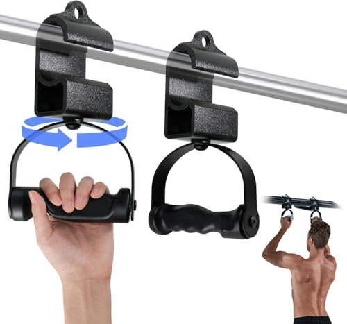 HXD-ERGO Ergonomic Gym Handles, Heavy Duty Exercise Handles for Cable Crossover Machine Tricep Exercise LAT Pull Down and Resistance Bands, Anti-slip and Anti-sweat Comfortable Grip (Rotating handle)