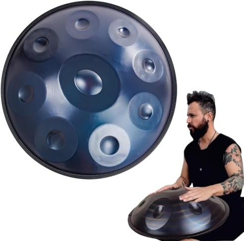 Handpan-Trommel – 22 Zoll Stahlzungentrommel In D-Moll – 9/10/12 Noten – Handtrommel Für Yoga, Meditation, Entspannung, Inklusive Tragetasche(Blue,9 Notes)