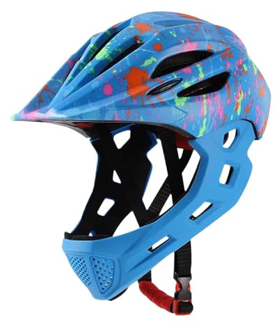 Rockible Kids Full Face Bike Helmet - Lightweight Cycling Helmet for Boys Girls, Riding, Roller Skating, Outdoor - Blue