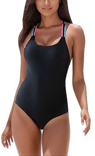 Generisch Badeanzug Damen, Badeanzug Damen Push Up Sport Schwimmanzug Sexy Einteilige Strandmode Bademode Bauchweg Große Größe Swimsuit High Waist Sommer Retro Bikini Beachwear