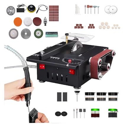 Generic Small Table Saw, Miniature Table Saw for Crafts, Multi-Function Tool with Sanding Discs