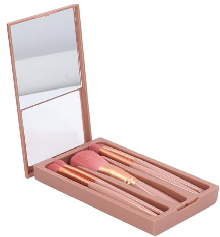 DUIMIMI Paskep Paskep Brush a 5 pezzi set con specchio - pennelli cosmetici morbidi e leggeri per fondamento, ombretto, fard e polvere - Viaggi e amichevole per principianti