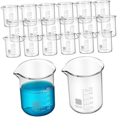 SOLUSTRE 20piezas Cubilete De Vidrio Transparente Vaso Medidor Graduado Para Experimentos Científicos Vaso Medidor De Líquidos De Suministros De Laboratorio