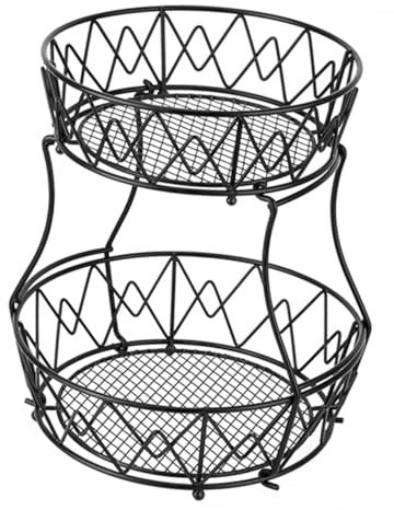 ULTECHNOVO Cesta De Fruta De Doble Capa Para Almacenar Cesta De Almacenamiento De Metal Para Cocina