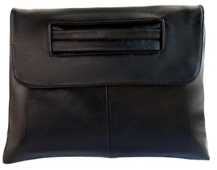 WuXingMeiLi Large Women's Clutch Bag for Office Business - Stylish PU Leather Clutch Bags with Detachable Shoulder Strap, Perfect for Parties & Special Occasions (Large Black)