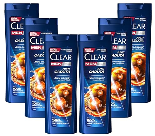 Clear Men Champú anticaspa para cabellos quebradizos Anticaída hasta un 100% de protección contra la caspa* 6x 360 ml
