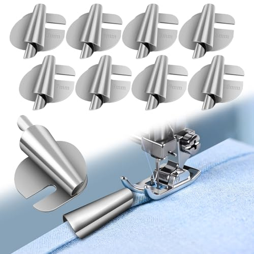 AOOTE Piedini per Orlo, 8 Pezzi Spirale Piedino per Cucire, 3-10mm Sewing Rolled Hemmer Foot, Macchina da Cucire Piedini, Piedini Premistoffa, per Casa, Negozio di Abbigliamento, Sartoria