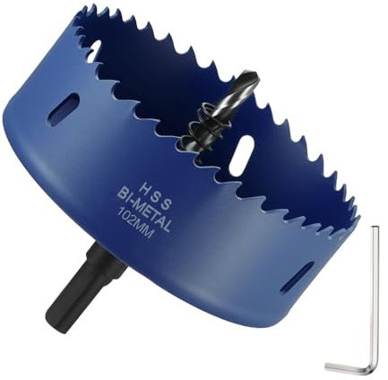 DTGN 4 Bi-Metal Hole Saw M42 HSS - 102mm Hole Cutter - Good for Thick Stainless Steel/Alloy/Aluminium/Brass/Copper - Blue