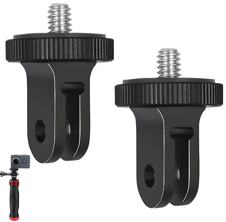 2 Stück Stativ Adapter, Aluminiumlegierung 1/4 Zoll Halterungen Stativadapter Action Cam Zubehö Halterung Gewinde Adapter Drehbar für GoPro für verbesserte Stabilität und leichtes Design (schwarz)