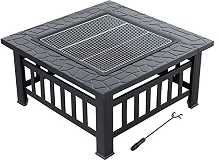 CCKUYT Braciere a Legna per Esterni per Giardino e Cortile con Tavolo da Barbecue