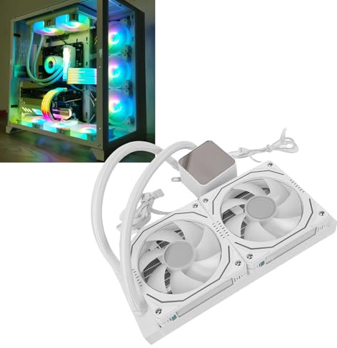 Lazmin112 Refrigeración Líquida Argb Para Cpu Con Socket Am4/Am5, Pantalla Lcd 2,2 Pulgadas, 1800 Rpm, Indicador Automático De Temperatura, 240Mm Radiador, Bajo Nivel De Ruido (WHITE)