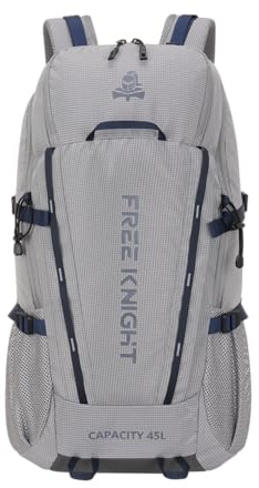 Mochila Bseash de 45L, impermeable para senderismo y camping con cubierta para la lluvia, mochila de deporte al aire libre para viajes, escalada, esquí, ciclismo, Gris, 40L, Viajes