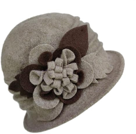Generisk damer vinter varm yllemössa mössa klockhatt 1920-tals 50-tals solhatt lätt barn, kaki, one size