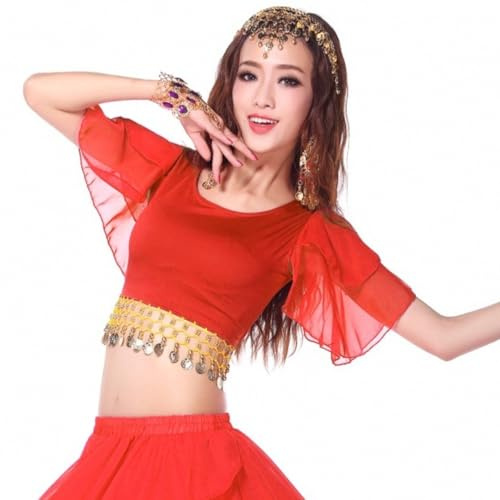 DAYLIGHE Chemise de danse orientale professionnelle respirante avec manches anti-mouche et options de couleur multicolore - Mousseline de soie résistante à la transpiration pour la danse du ventre