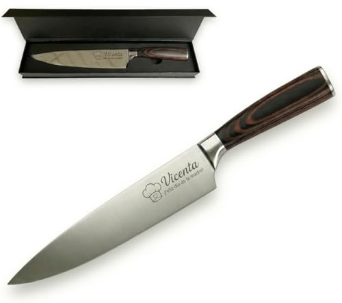 regalo grabado Cuchillo Cocina Personalizado Inox 21cm Hoja Lisa