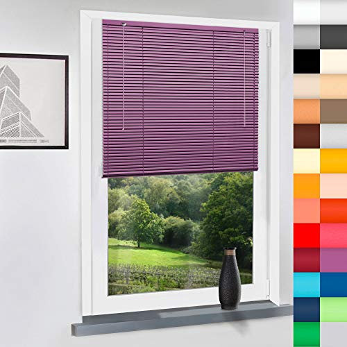 Aluminium Jalousie nach Maß, Jalousien Alu Jalousien nach maß innen Innenjalousien Maßanfertigung, für Fenster und Türen, Fenster, Klemmfix ohne Bohren (Lila, Höhe: 130cm x Breite: 40cm)