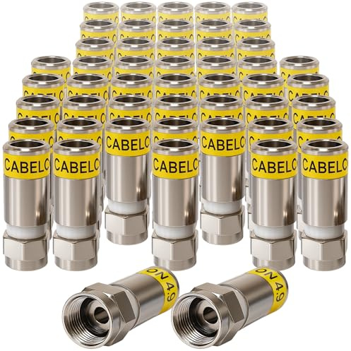 1STec 50 x RG6 Cabelcon 4.9 Crimp on compression Hex head screw type male F-connector plugs for coaxial aerial cables used by Virgin Media Digital coax signal lead broadband TiVo TV Box Cablecon