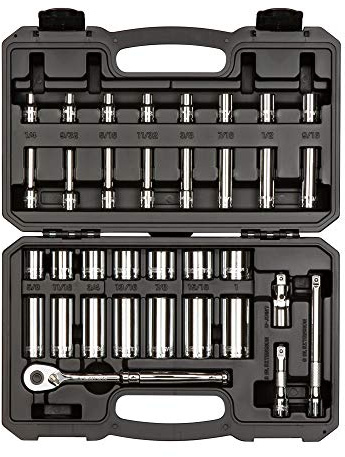 TEKTON 3/8 Inch Drive 6-Point Socket and Ratchet Set, 34-Piece (1/4-1 in.) | SKT15101