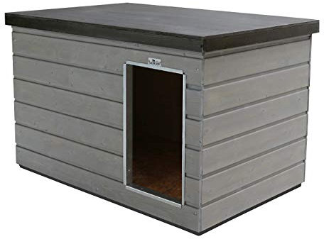 SAUERLAND Hundehütte Aktion platingrau/Graphitgrau, mittelgroß, isoliert, Eingang Längsseite