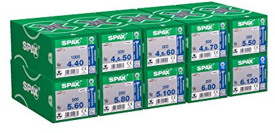 SPAX Heimwerker Set - 4200 Teilgewinde-Schrauben mit Senkkopf in 10 Abmessungen für Holzbau, Innen- & Außenarbeiten, Größe Smart, 5000009100019