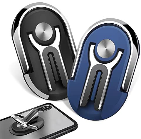 2 Pezzi Porta Cellulare da Auto, Anello Cellulare Adesivo, 360 Gradi di Rotazione Durevole, Smartphone Supporto Universale (Nero + blu)
