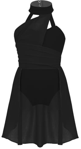 dPois Enfant Fille Académique Justaucorps Danse Classique Robe Patinage Artistique Ballet Robe Danse Lyrique Latine Tenue Danses Contemporaine Gymnastique 3-16 Ans 2 Noir 13-14 Ans