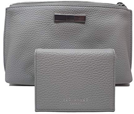 Ted Baker Stells Kulturbeutel und Kartenhalter, Leder, Grau